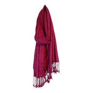 Capelli New York Fuchsia Fringe Scarf – 80” Long – 100% Rayon – Lightweight with